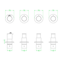 Afbouwdeel IVY Concord Inbouwthermostaat 3 Stopkranen Symmetry Met Ronde Rozetten Geborsteld RVS316