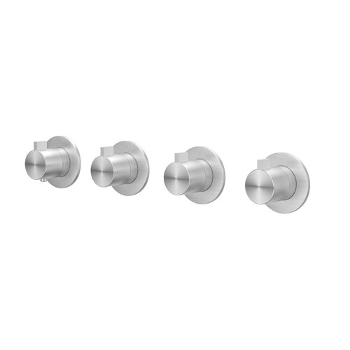 Afbouwdeel IVY Tribe Inbouwthermostaat 3 Stopkranen Symmetry Met Ronde Rozetten Geborsteld RVS316 