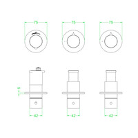 Afbouwdeel IVY Concord Inbouwthermostaat 2 Stopkranen Symmetry Met Ronde Rozetten RVS316 Geborsteld Carbon Black PVD
