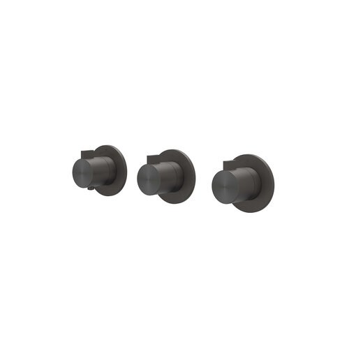 Afbouwdeel IVY Tribe Inbouwthermostaat 2 Stopkranen Symmetry Met Ronde Rozetten RVS316 Geborsteld Carbon Black PVD 