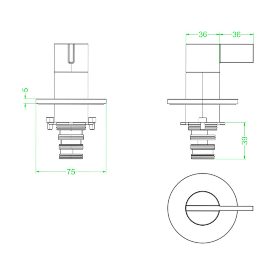 Afbouwdeel IVY Pact 2-Weg Stop-Omstel Zwart Chroom PVD