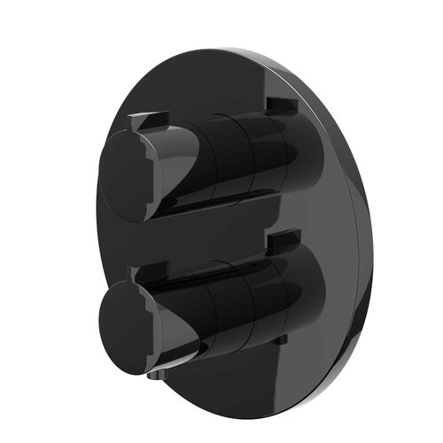 Afbouwdeel IVY Pact Inbouwthermostaat Symmetry 2-Weg Stop-Omstel Met Rond Rozet Zwart Chroom PVD 