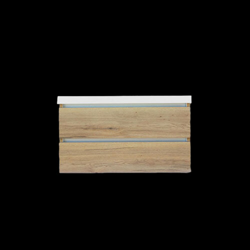 Onderkast Sanilux Trendline Met Greeplijst Aluminium 120x47x52 Cm Naturel Oak 