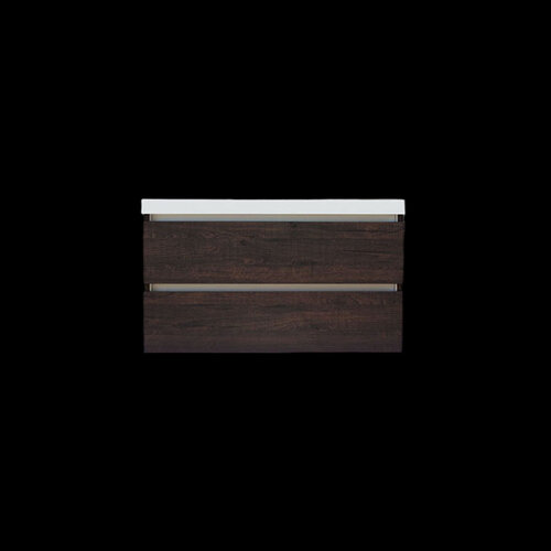 Onderkast Sanilux Trendline Met Greeplijst Aluminium 120x47x52 Cm Brown Oak 