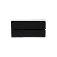 Onderkast Sanilux Trendline Met Greeplijst Mat Zwart 100x47x52 cm Black Oak