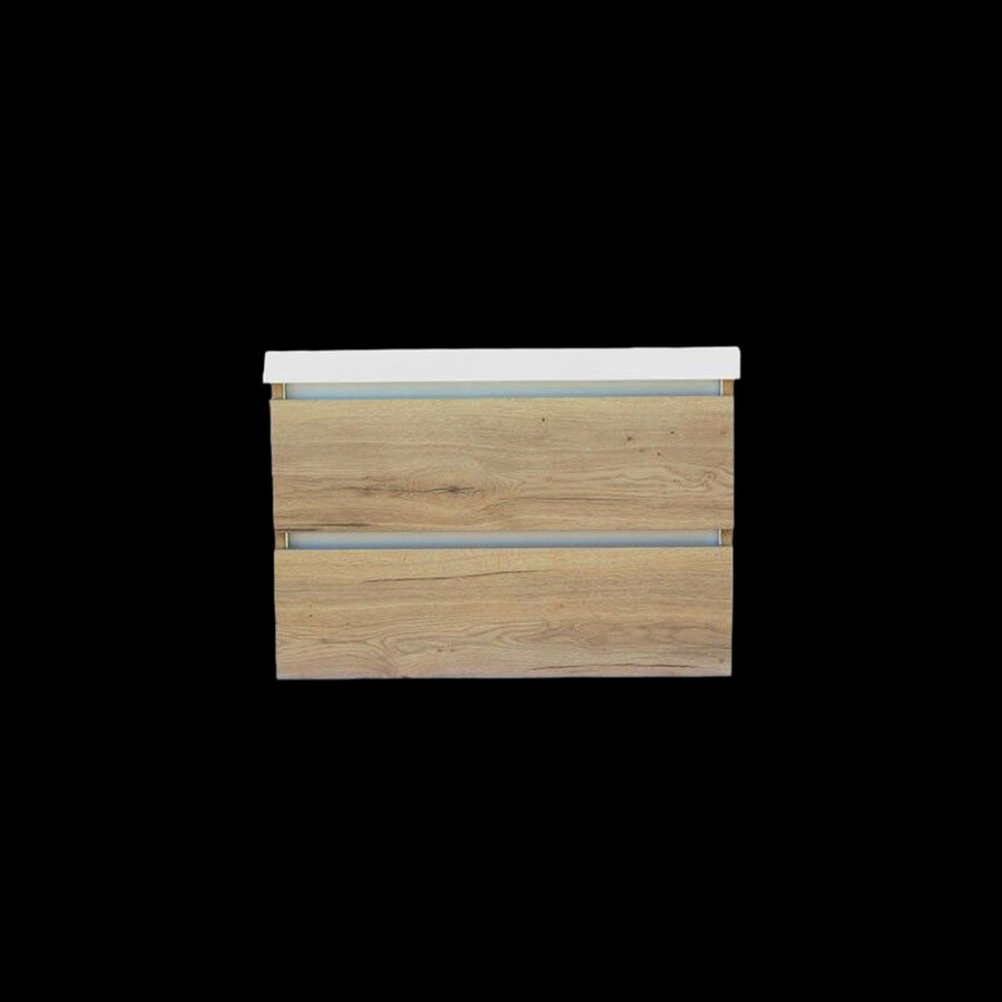Onderkast Sanilux Trendline Met Greeplijst Aluminium 80x47x52 Cm Naturel Oak