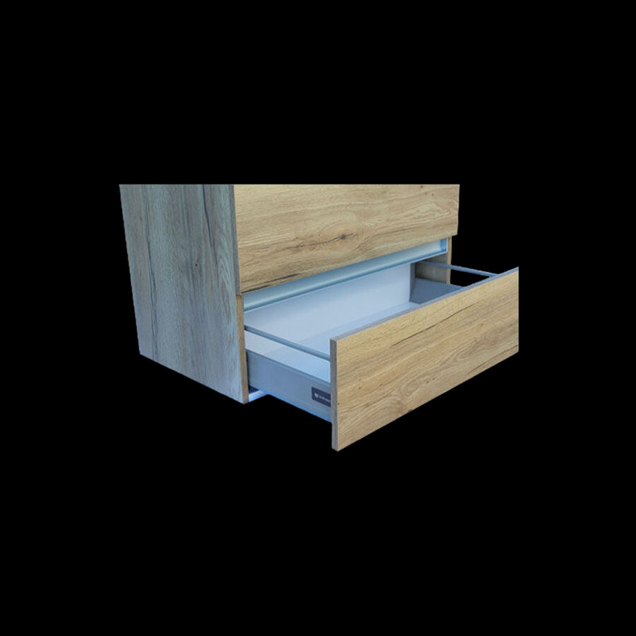 Onderkast Sanilux Trendline Met Greeplijst Aluminium 80x47x52 Cm Naturel Oak