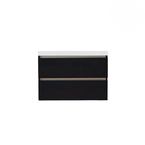 Onderkast Sanilux Trendline Met Greeplijst Aluminium 80x47x52 Cm Black Oak 