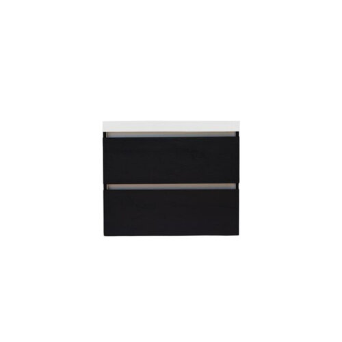 Onderkast Sanilux Trendline Met Greeplijst Aluminium 60x47x52 Cm Black Oak 
