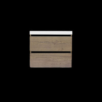 Onderkast Sanilux Trendline Met Greeplijst Mat Zwart 60x47x52 Cm Tabak Oak