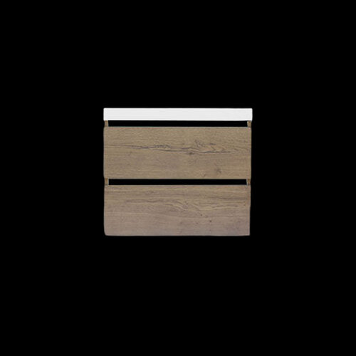 Onderkast Sanilux Trendline Met Greeplijst Mat Zwart 60x47x52 Cm Tabak Oak 