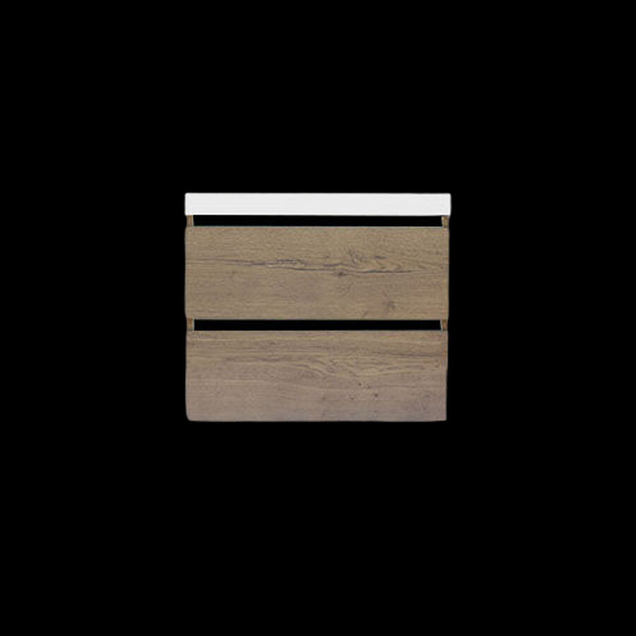 Onderkast Sanilux Trendline Met Greeplijst Mat Zwart 60x47x52 Cm Tabak Oak