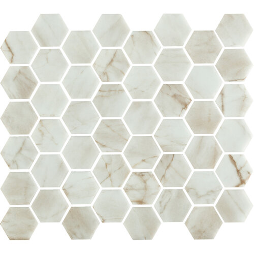 Mozaïek Valencia 27.8x32.5 cm Recycled Glas Bianco Marble Print (Prijs per M2) 