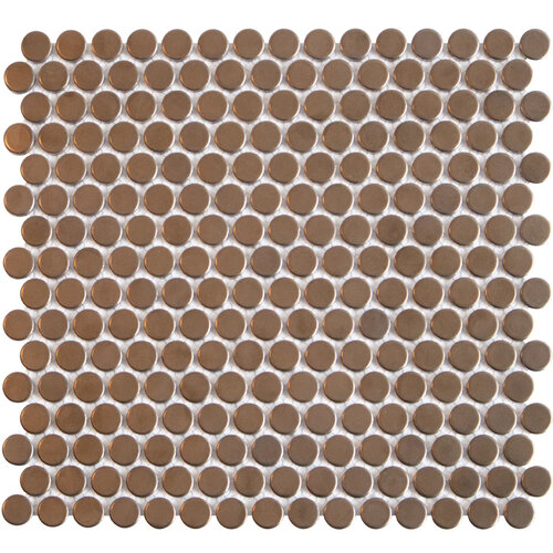 Mozaïek Venice Pennyround 31.5x29.4 cm Geglazuurd Porselein, Rond Brons Metallic (Prijs Per stuk) 