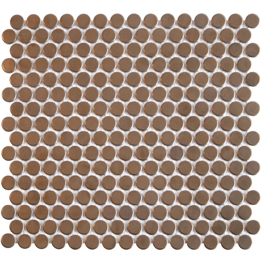 Mozaïek Venice Pennyround 31.5x29.4 cm Geglazuurd Porselein, Rond Brons Metallic (Prijs Per stuk)