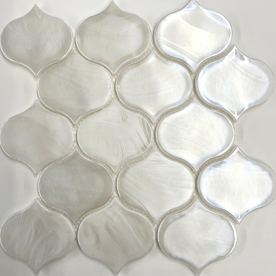 Mozaïek Valkery Arabesque 26,4 x 28,3 cm Glas White (Prijs Per Vel)