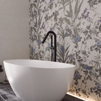 Wandtegel Cifre Ceramica Borneo 60x120 cm Betonlook Mat Wit Met Bloemen (Prijs per M2)