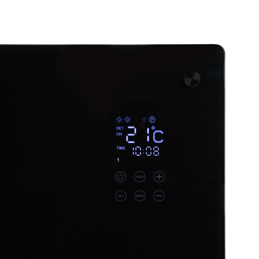 Convector Verwarming Eurom Alutherm Verre 1200W Voor in de Badkamer met Wi-Fi en Glazen Behuizing Zwart
