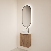 Fonteinmeubel BWS Meadow 40x50 cm Wellington Oak Incl. Topplaat Mat Wit