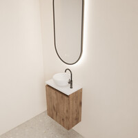 Fonteinmeubel BWS Meadow 40x50 cm Wellington Oak Incl. Topplaat Mat Wit