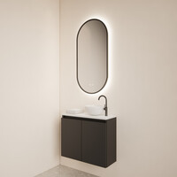 Fonteinmeubel BWS Meadow 60x50 cm Mat Zwart Incl. Topplaat Mat Wit