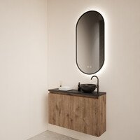 Fonteinmeubel BWS Meadow 80x50 cm Wellington Oak Incl. Topplaat Mat Zwart