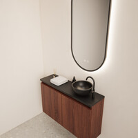 Fonteinmeubel BWS Meadow 80x50 cm Choco Eiken Incl. Topplaat Mat Zwart