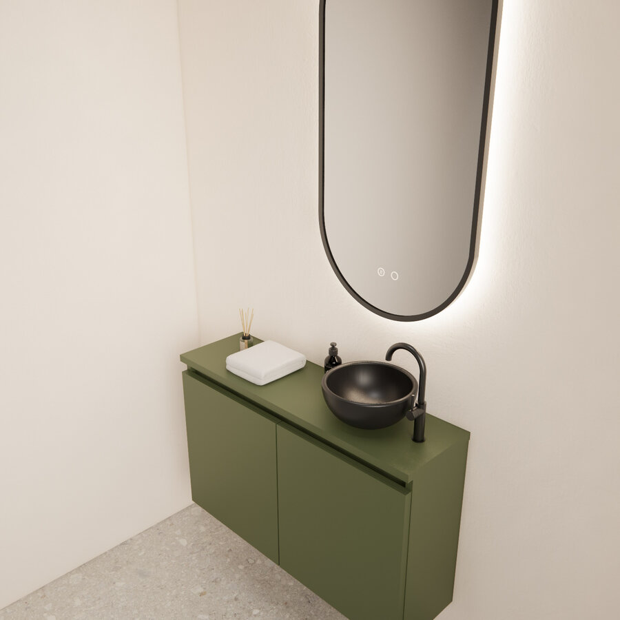 Fonteinmeubel BWS Meadow 80x50 cm Olijf Groen Incl. Topplaat