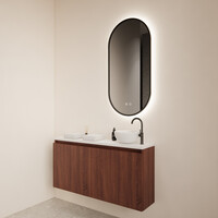 Fonteinmeubel BWS Meadow 100x50 cm Choco Eiken Incl. Topplaat Mat Wit