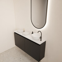 Fonteinmeubel BWS Meadow 100x50 cm Mat Zwart Incl. Topplaat Mat Wit