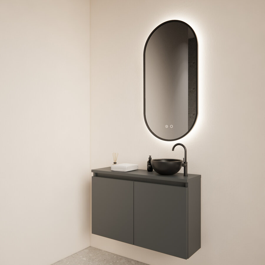 Fonteinmeubel BWS Meadow 80x50 cm Graphite Grijs Incl. Topplaat