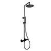 Sanilux Regendoucheset Opbouw Sanilux Blair Thermostatisch Geribbelde Knop Douchekop 25 cm Mat Zwart