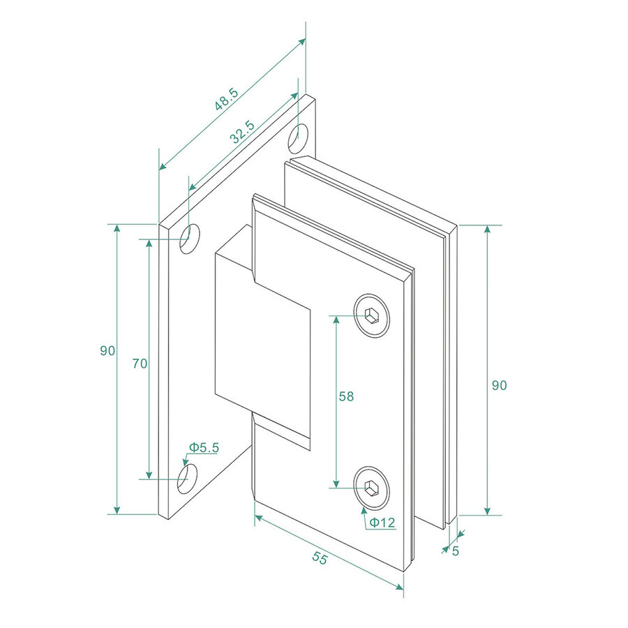 Scharnierset En Greep tbv Profielloze Nisdeur BWS Miley Gunmetal