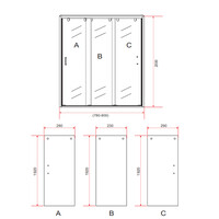 Nisdeur 3-Delig Schuifdeur BWS Aloni  80x200 cm 8 mm NANO Coating