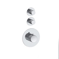 Doucheset Inbouw Deluxe Sanilux Giles Met Box Thermostaat Douchekop 25 cm Rond Geribbelde Knop Chroom