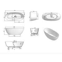 Vrijstaand Bad Luca Sanitair Vasca Solid Surface 170x76x57 cm incl. Afvoerset Mat Wit