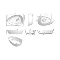 Waskom Luca Sanitair Tate 50x33x12,5 cm Mineral Stone Glans Wit