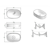 Waskom Luca Sanitair Tate 55x35x12,5 cm Mineral Stone Glans Wit