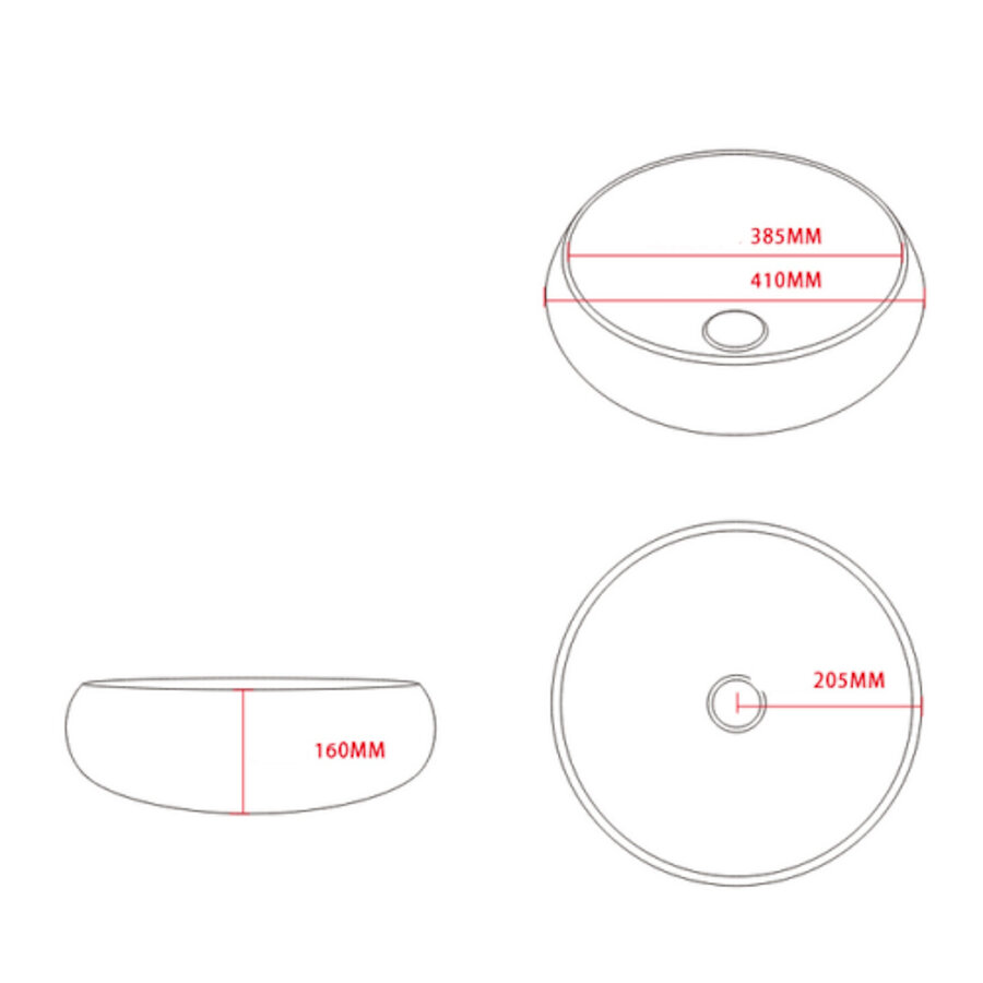 Waskom Luca Sanitair Vetro Rond 38,5x38,5x16 Transparant Glas Zonder Wastafelhouder Coffee