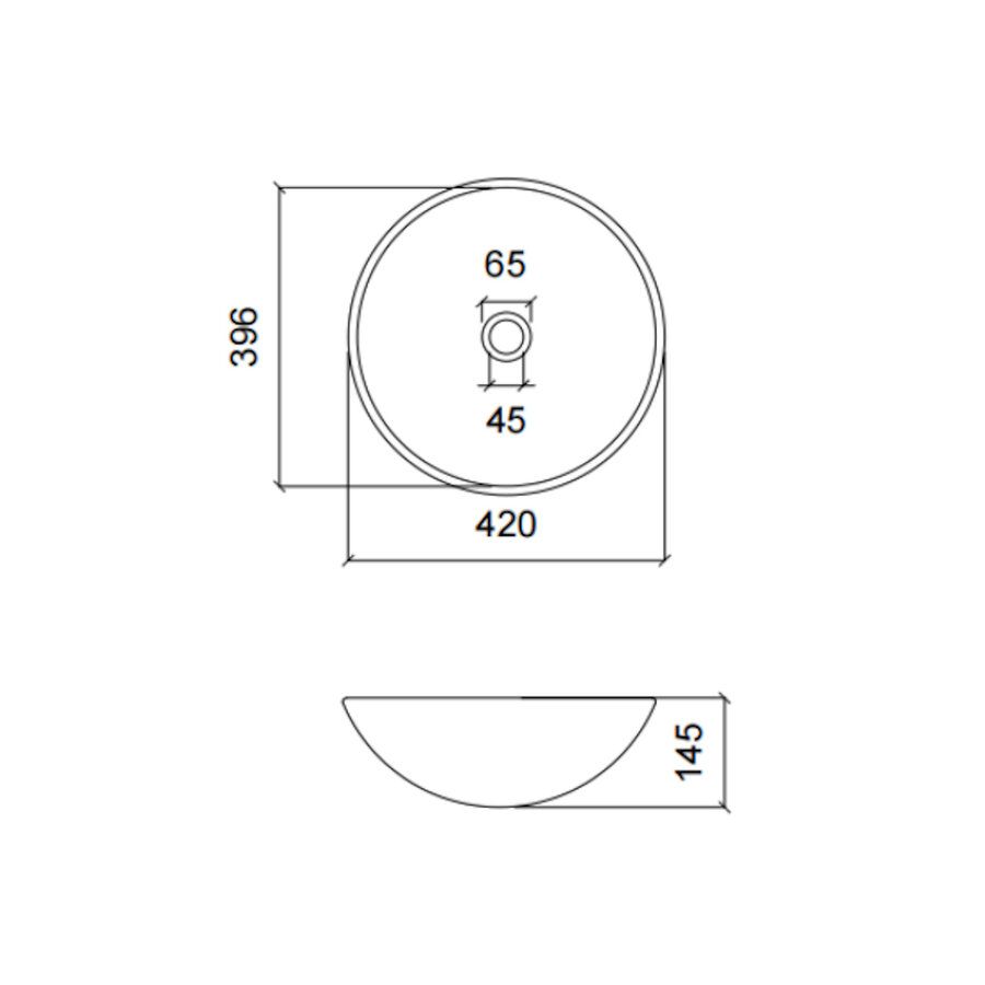 Waskom Luca Sanitair Vetro Rond 42x42x14,5 Gehard Glas Incl. Wastafelhouder Magma-Black