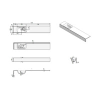 Fontein Luca Sanitair Lea 120x22x12 cm Solid Surface Links Zonder Kraangat Mat Antraciet