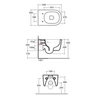 Wandcloset Globo Lalita 54x36 cm Cleanstorm Glans Wit