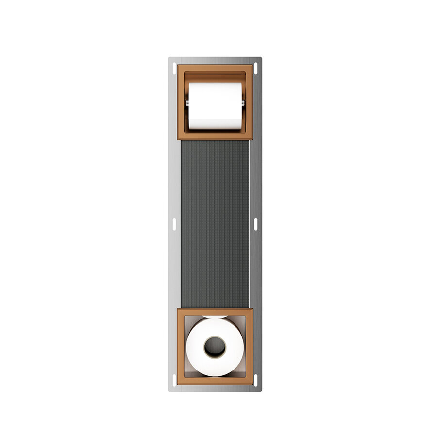 Toiletrolhouder Zonder Klep en Reserverolhouder Inbouw Wiesbaden Rocko Geborsteld Brons Koper