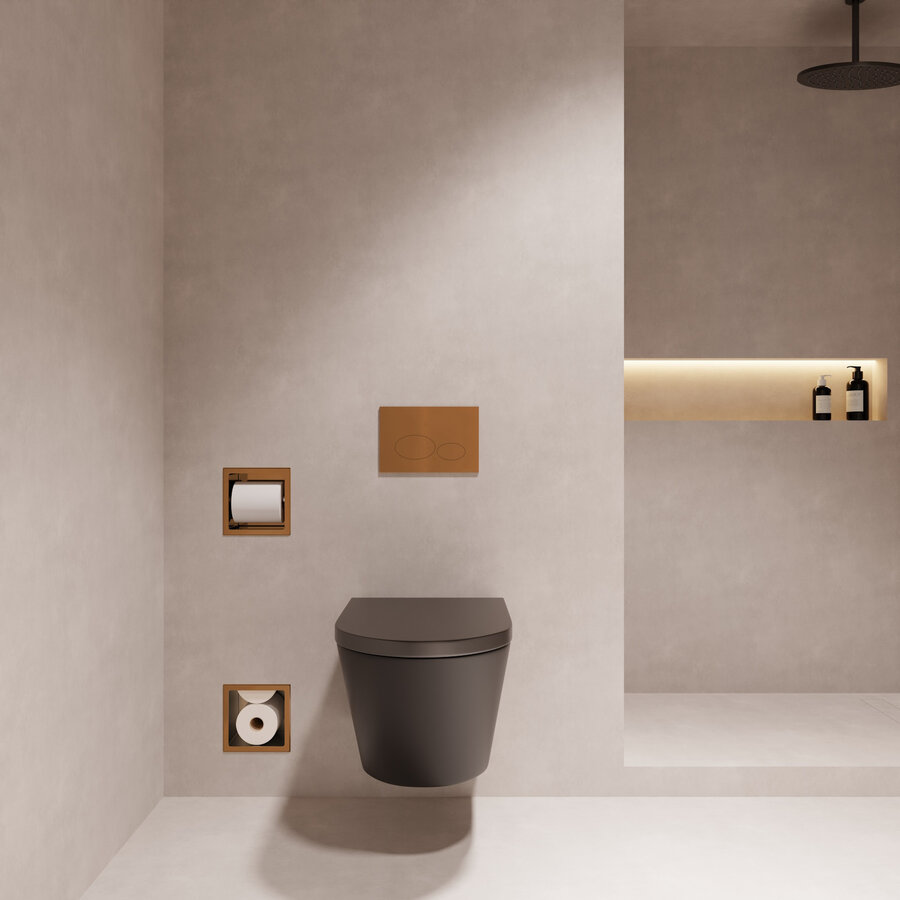 Toiletrolhouder Zonder Klep en Reserverolhouder Inbouw Wiesbaden Rocko Geborsteld Brons Koper