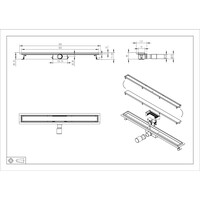 Douchegoot met Tegelrooster en Flens BWS Roos 80x7 Cm Geborsteld Messing