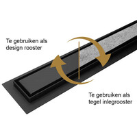 Douchegoot met Tegelrooster en Flens BWS Roos 80x7 Cm Mat Zwart