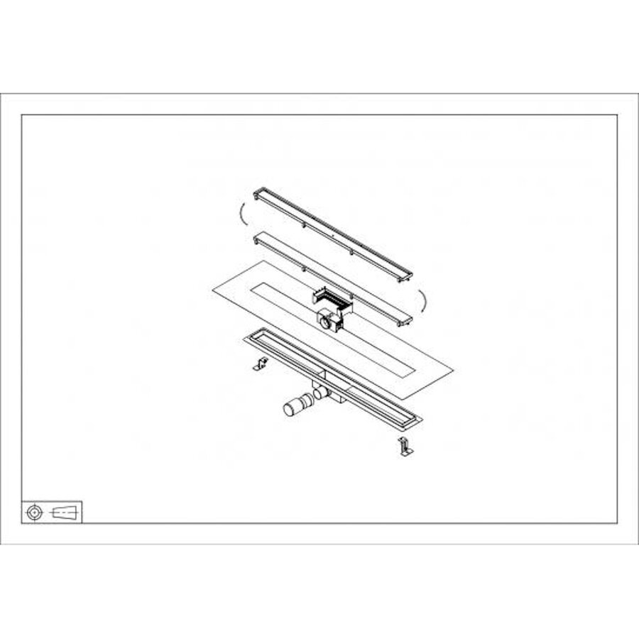 Douchegoot met Tegelrooster en Flens BWS Roos 80x7 Cm Mat Zwart