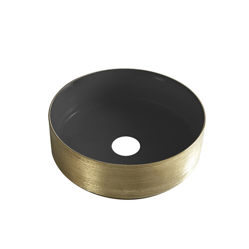 Waskom Wiesbaden Mondri 36x36 Cm Rond Geborsteld Goud / Mat Zwart 