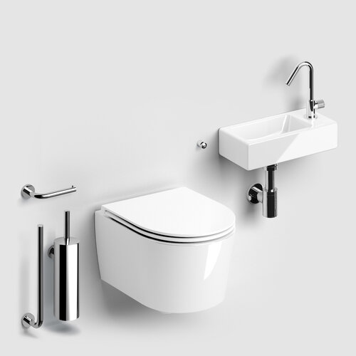 Toilet met fontein en Accessoires Clou InBe Glanzend Wit 