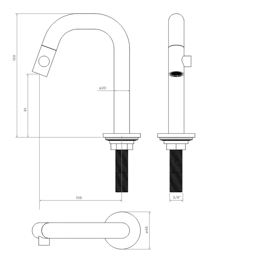 Fonteinset Clou Vale Incl. Toebehoren 7x38 Cm Mat Italiaans Zand